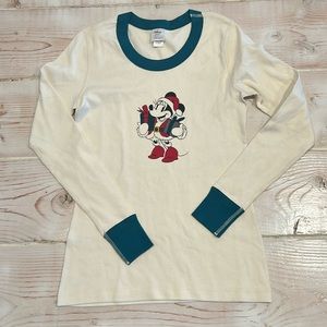 Disney Minnie Mouse Classic Holiday Plaid Women's Long John Pajama Top- Size S